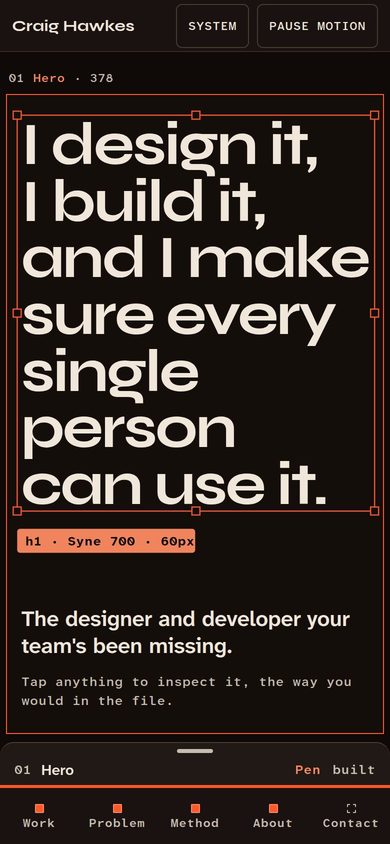 Outline on a phone, the headline selected with its bounding box and a tab bar along the bottom.